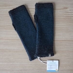 Shupaca Navy Blue Alpaca Knit Fingerless Gloves Arm Warmers NWT